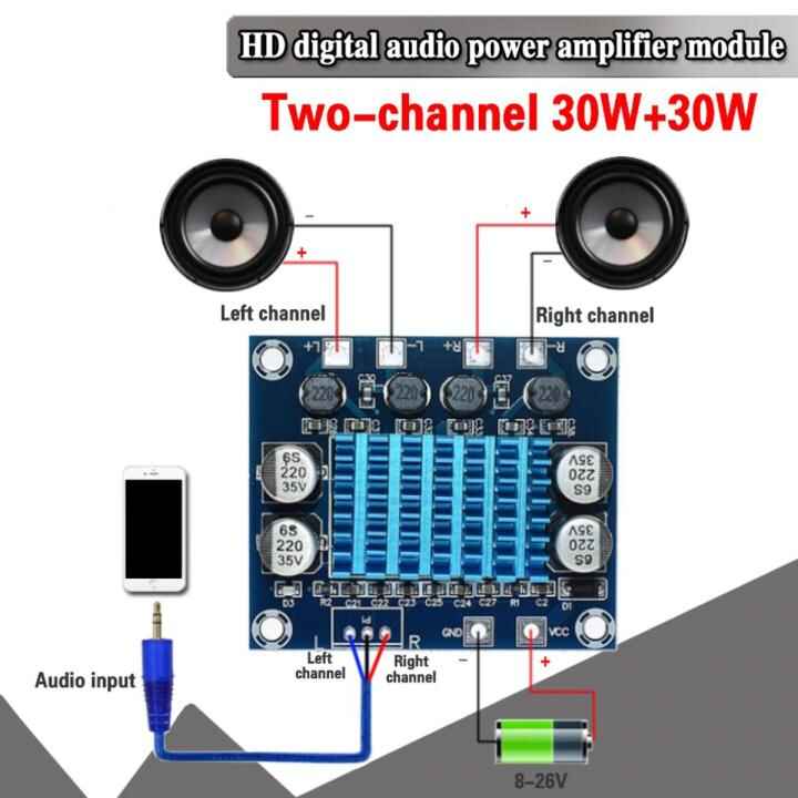 Durable TPA3110 XH A232 30W + 30W Dual Channel Digital Stereo Audio Power Amplifier Board in Pakistan
